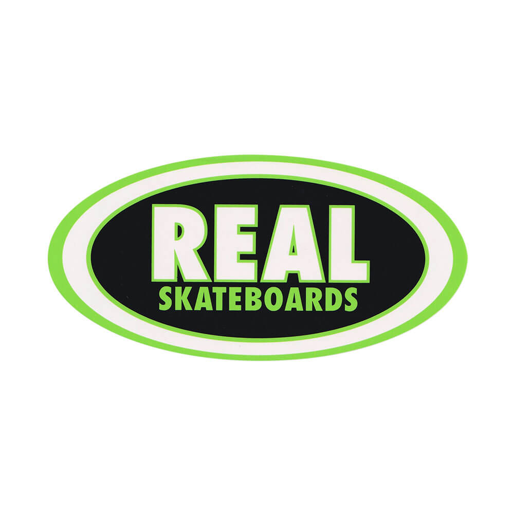 REAL STICKER リアル ステッカー CLASSIC OVAL MEDIUM BLACK/GREEN スケートボード スケボー 1