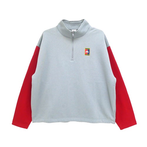 NIKE SB CREW SWEAT ナイキSB トレーナー FLEECE HALF ZIP SKATE GREY/RED 刺繍ロゴ スケートボード スケボー