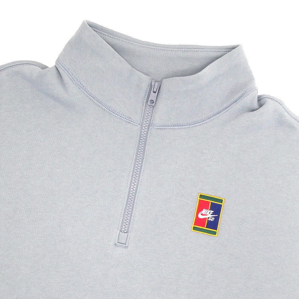 NIKE SB CREW SWEAT ナイキSB トレーナー FLEECE HALF ZIP SKATE GREY/RED 刺繍ロゴ スケートボード スケボー 1
