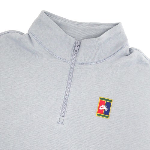 NIKE SB CREW SWEAT ナイキSB トレーナー FLEECE HALF ZIP SKATE GREY/RED 刺繍ロゴ スケートボード スケボー 1