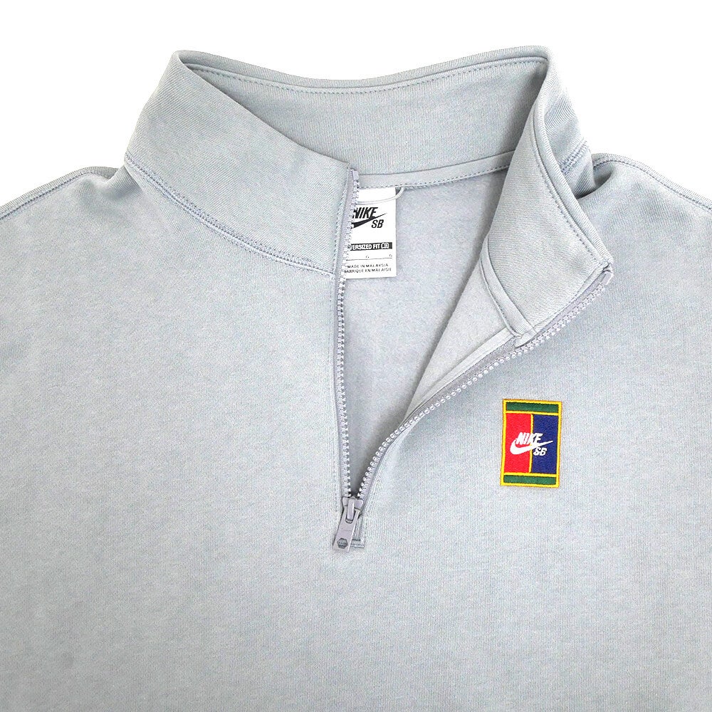 NIKE SB CREW SWEAT ナイキSB トレーナー FLEECE HALF ZIP SKATE GREY/RED 刺繍ロゴ スケートボード スケボー 2