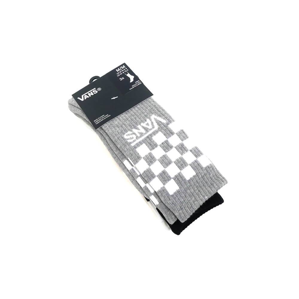 VANS SOCKS バンズ ソックス 靴下 CLASSIC CHECK CREW 3 PACK WHITE/BLACK/GREY（US企画）スケートボードスケボー 15