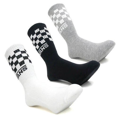 VANS SOCKS バンズ ソックス 靴下 CLASSIC CHECK CREW 3 PACK WHITE/BLACK/GREY（US企画）スケートボードスケボー 16