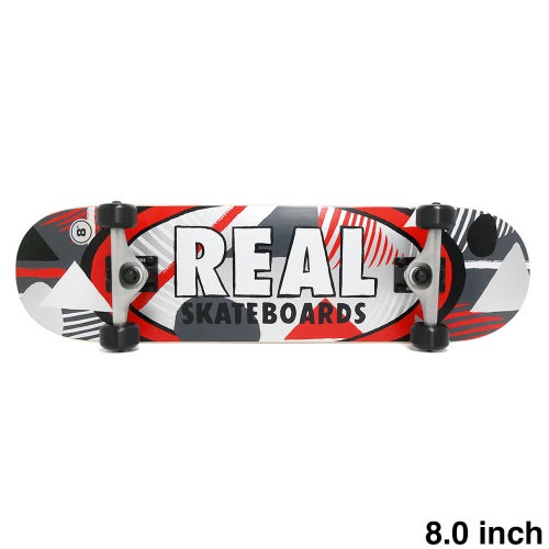 防水ケース付き REAL リアル コンプリートセット スケートボード完成品 HATCHED OVAL RED 8.0 スケートボード スケボー 1