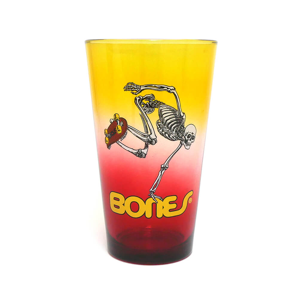 POWELL PERALTA GLASS パウエルペラルタ グラス SKATEBOARD SKELETON PINT GLASS YELLOW/RED FADE スケートボード スケボー 1
