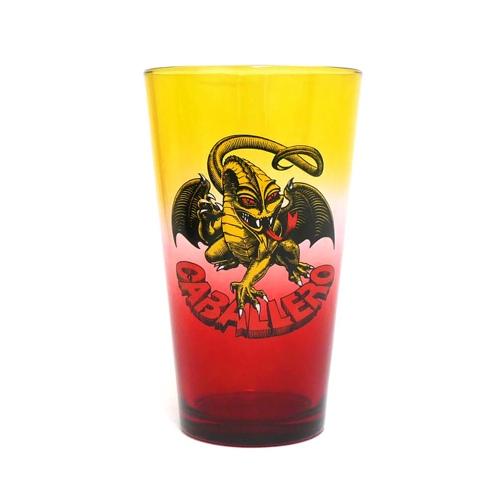 POWELL PERALTA GLASS パウエルペラルタ グラス OG CABALLERO DRAGON PINT GLASS YELLOW/RED FADE スケートボード スケボー 1