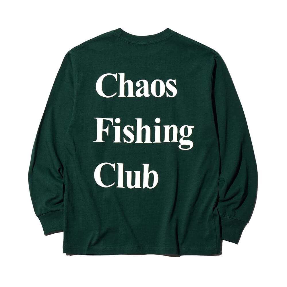 CHAOS FISHING CLUB LONG SLEEVE カオスフィッシングクラブ ロングスリーブTシャツ LOGO GREEN スケートボード スケボー