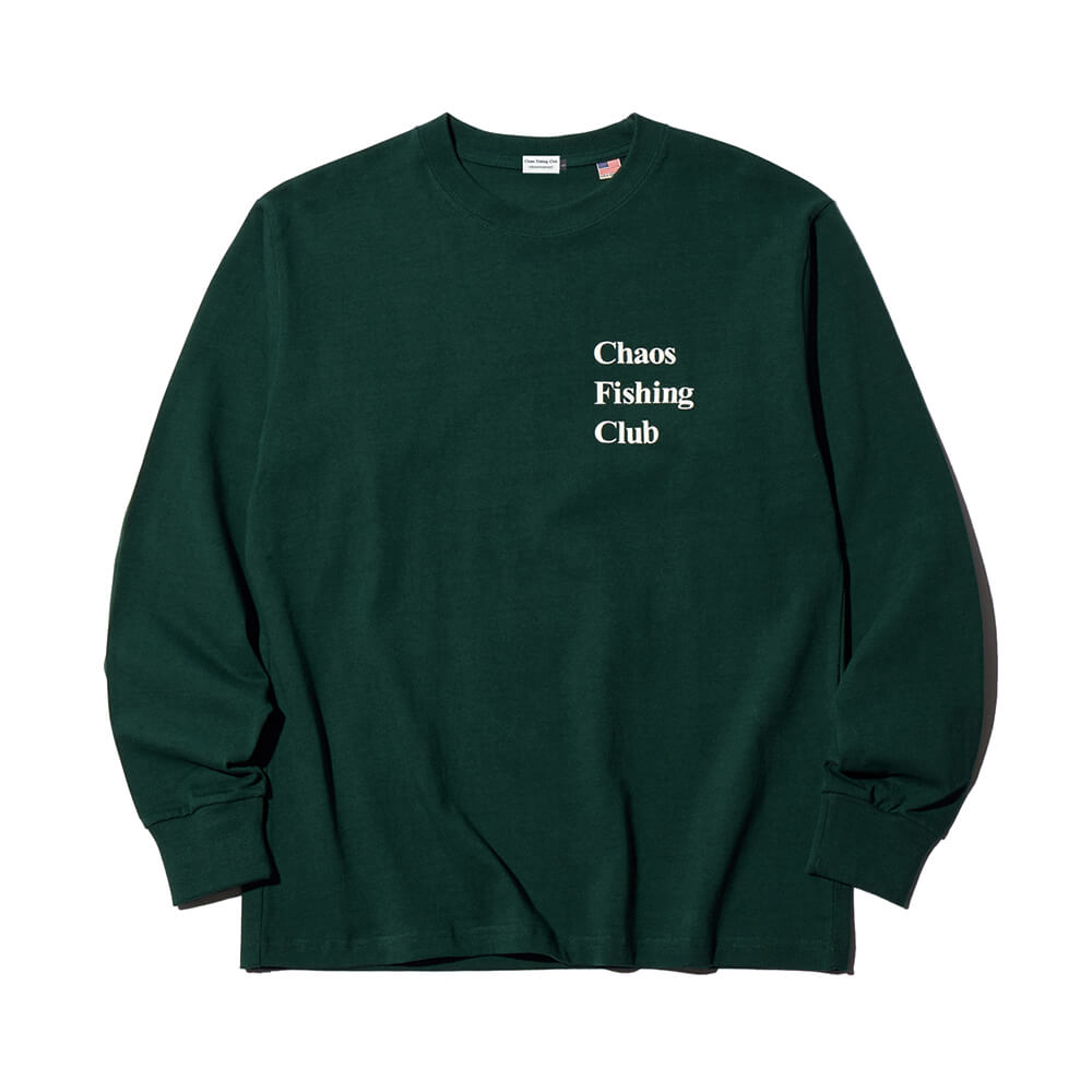 CHAOS FISHING CLUB LONG SLEEVE カオスフィッシングクラブ ロングスリーブTシャツ LOGO GREEN スケートボード スケボー 1