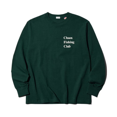 CHAOS FISHING CLUB LONG SLEEVE カオスフィッシングクラブ ロングスリーブTシャツ LOGO GREEN スケートボード スケボー 1