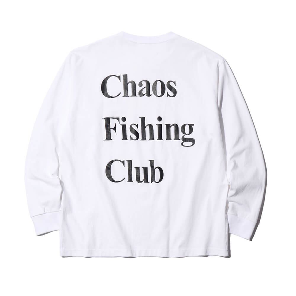 CHAOS FISHING CLUB LONG SLEEVE カオスフィッシングクラブ ロングスリーブTシャツ LOGO WHITE スケートボード スケボー