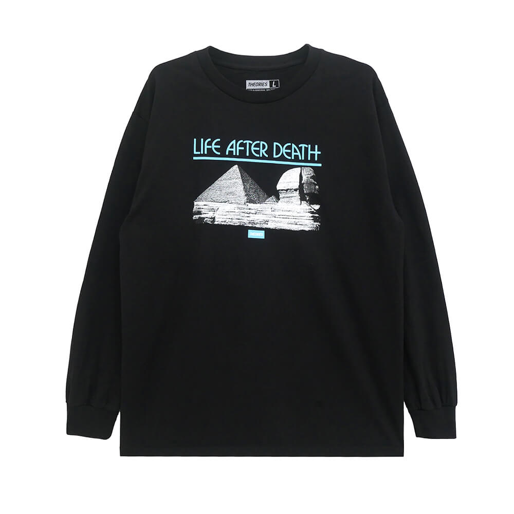THEORIES LONG SLEEVE セオリーズ ロングスリーブTシャツ LIFE AFTER DEATH BLACK スケートボード スケボー