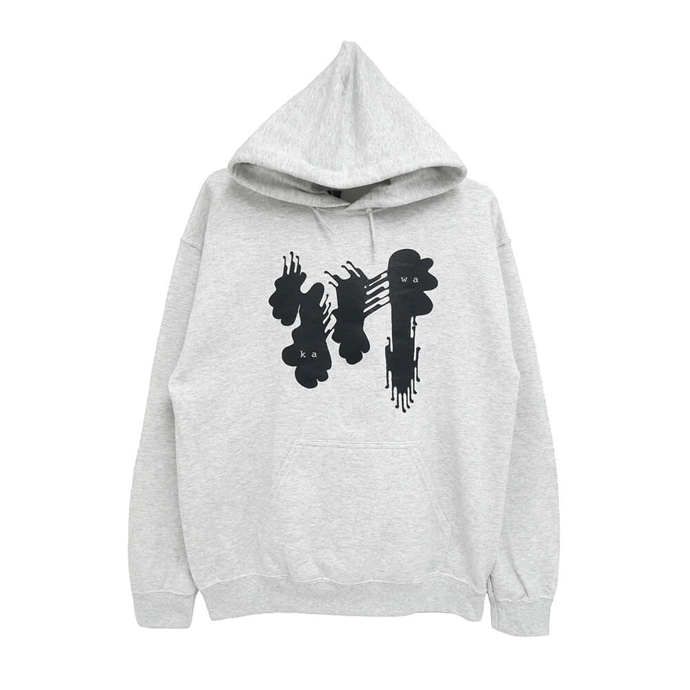 KAWA HOOD 川 パーカー 川 BIG LOGO LIGHT GREY/BLACK スケートボード スケボー
