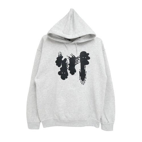 KAWA HOOD 川 パーカー 川 BIG LOGO LIGHT GREY/BLACK スケートボード スケボー