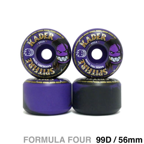 SPITFIRE WHEEL スピットファイヤー ウィール FORMULA FOUR（F4）99D RADIAL FULL KADER SYLLA ROLLY 黒/紫 56mm スケートボード スケボー 1